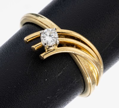 Image 14 kt Gold Brillant-Ring, GG 585/000, außergewöhnliche Gestaltung, 1 Brillant ca. ...