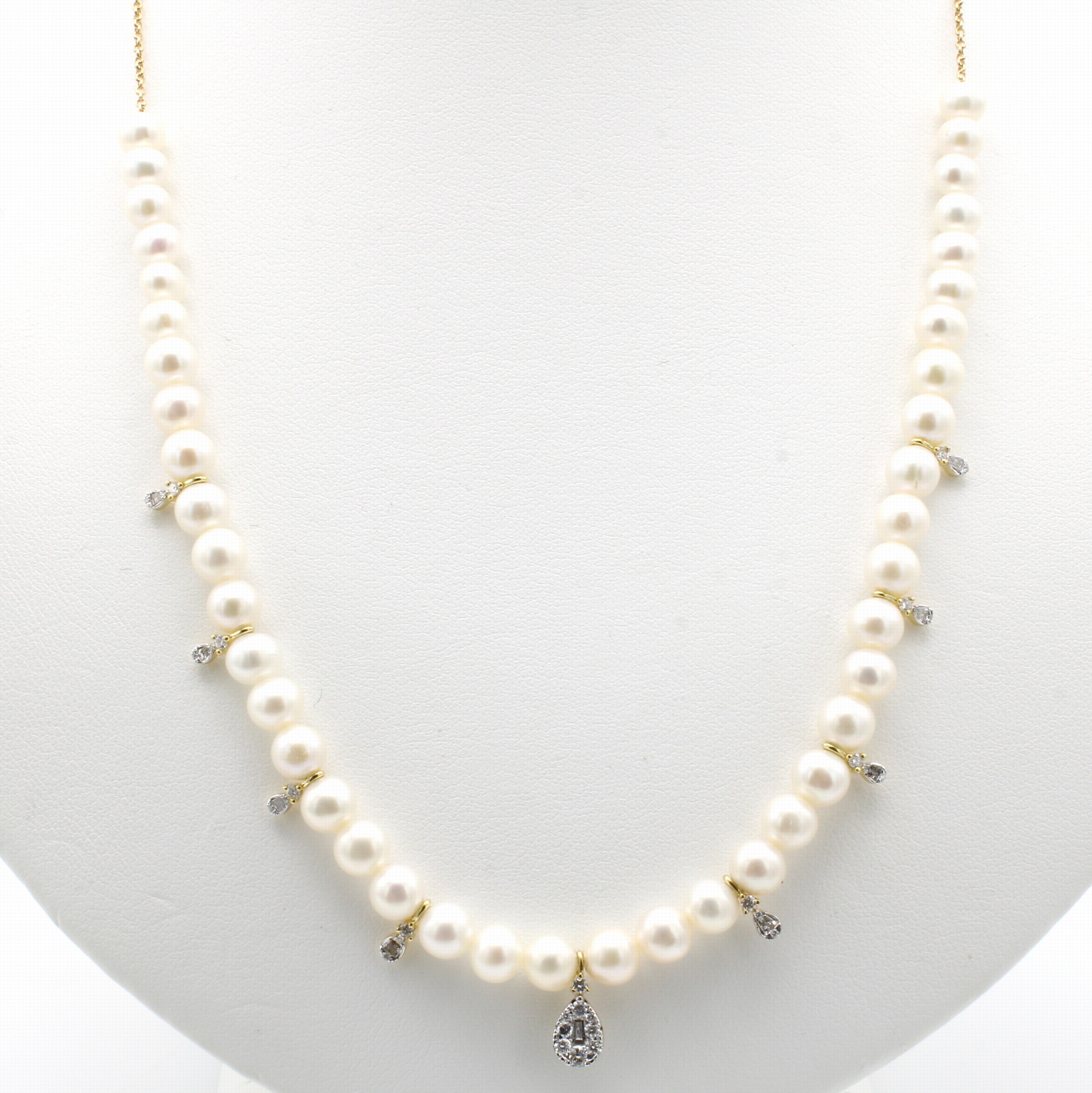 Image 27022712 - Collier mit Süßwasserzuchtperlen, Diamanten und Brillanten, WG 750/000, 46 weiße, ...