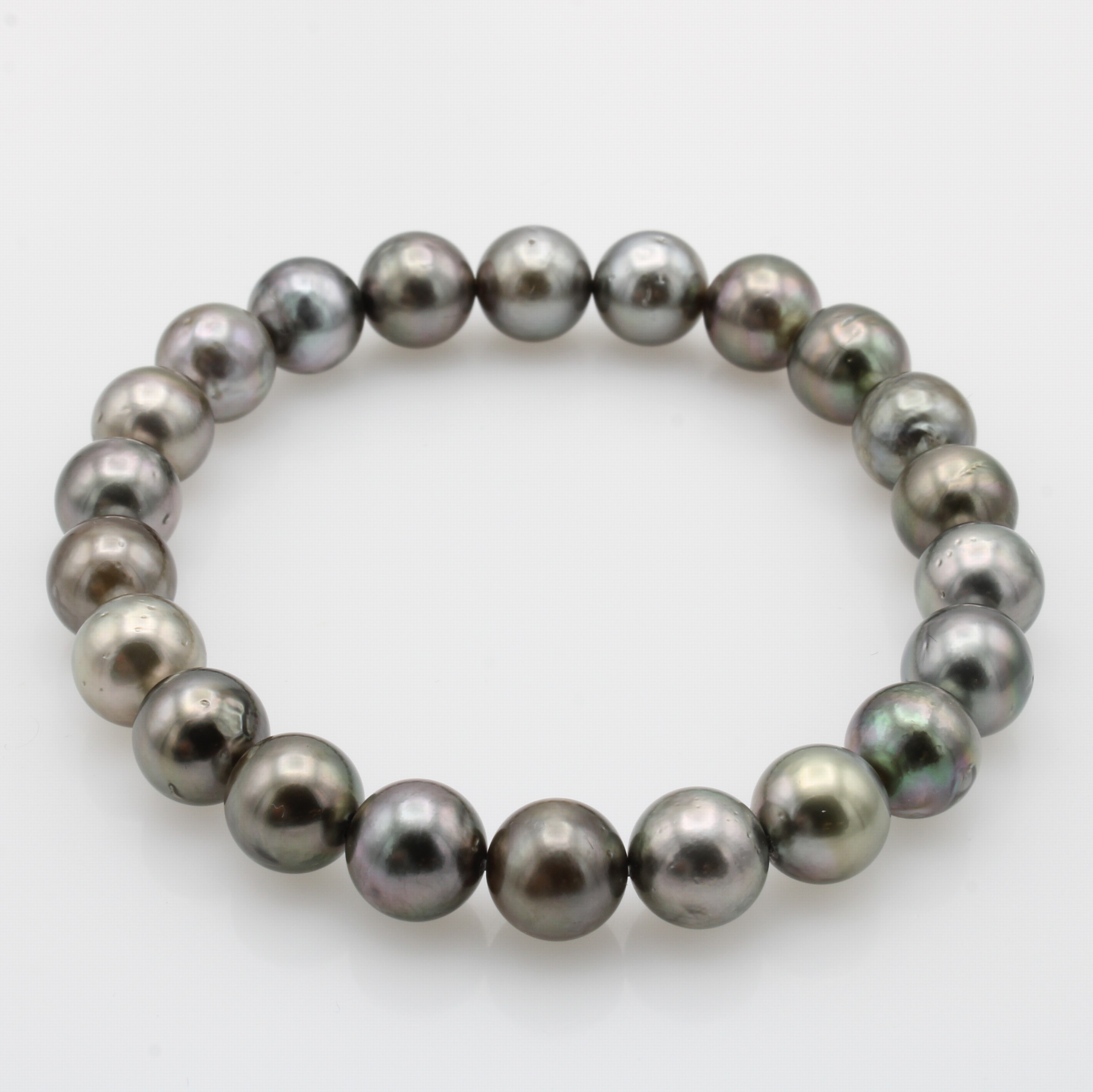 Image 27022714 - Flexibles Tahitizuchtperlarmband, silber- graue Perlen m. l. antrazithfarb. Lüster, D. ...