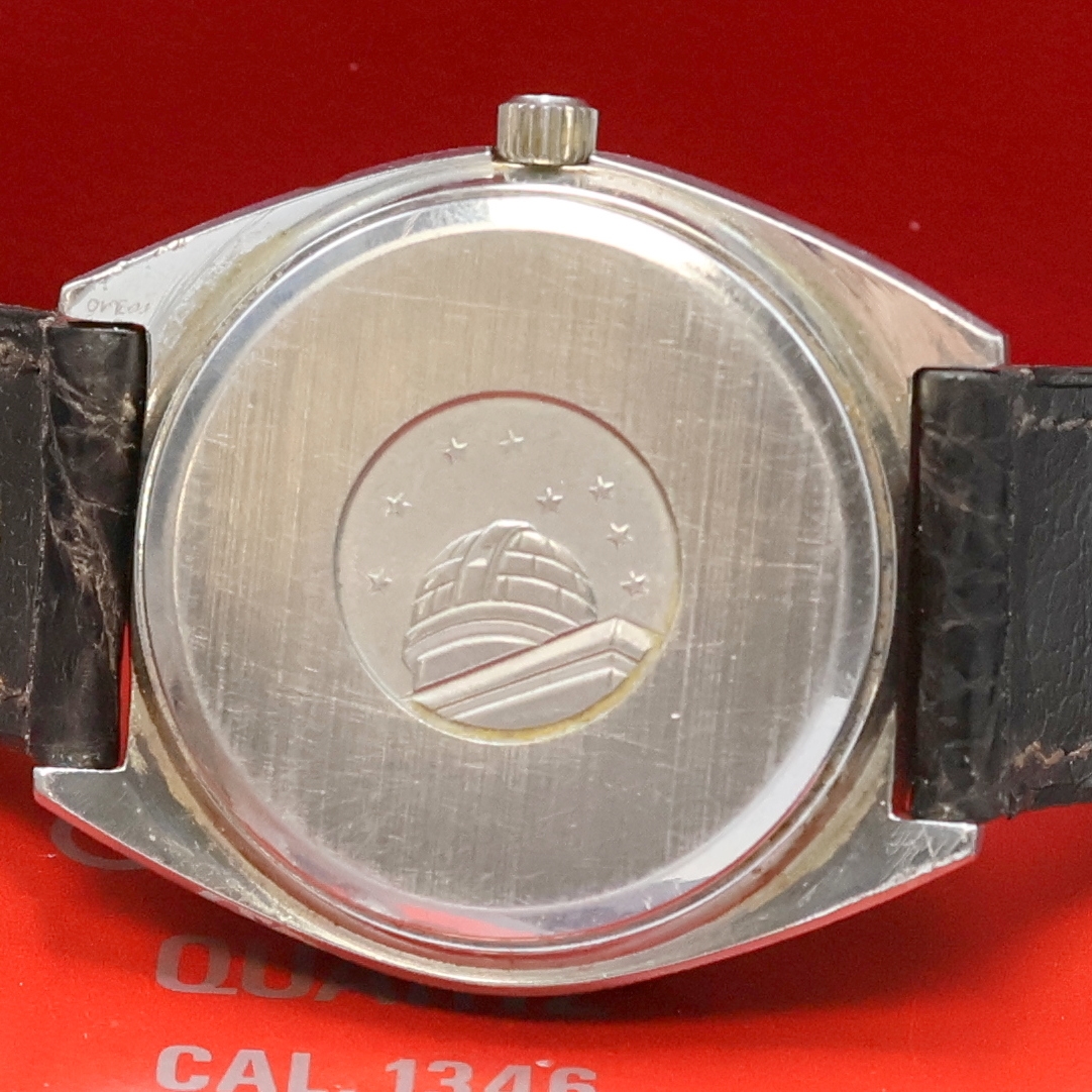 Detail d: OMEGA Constellation Armbanduhr Referenz 198.0111, Schweiz um 1983, quarz, Edelstahlgeh. inkl. neutr. Lederband m. orig. Dornschl., Korrekturdr. ...