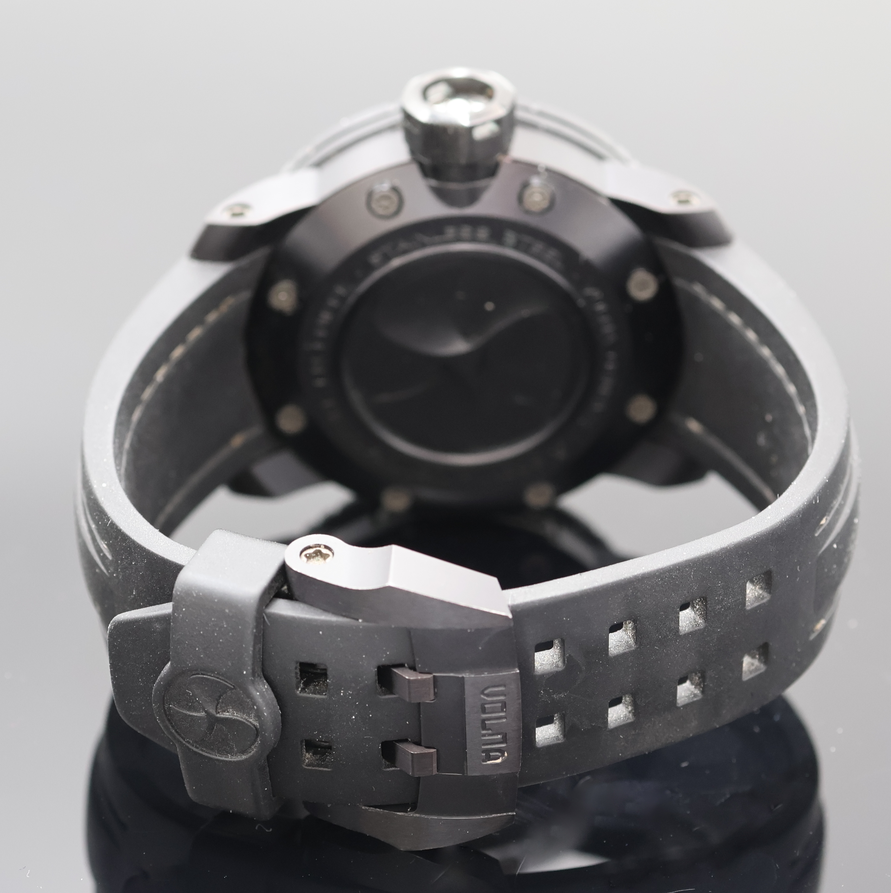 Detail c: VOLNA Typhoon Herrenarmbanduhr in Stahl, Schweiz um 2015, Automatik, geschw. Edelstahlgeh. inkl. orig. Kautschukband m. Dornschl., Boden 8-fach ...