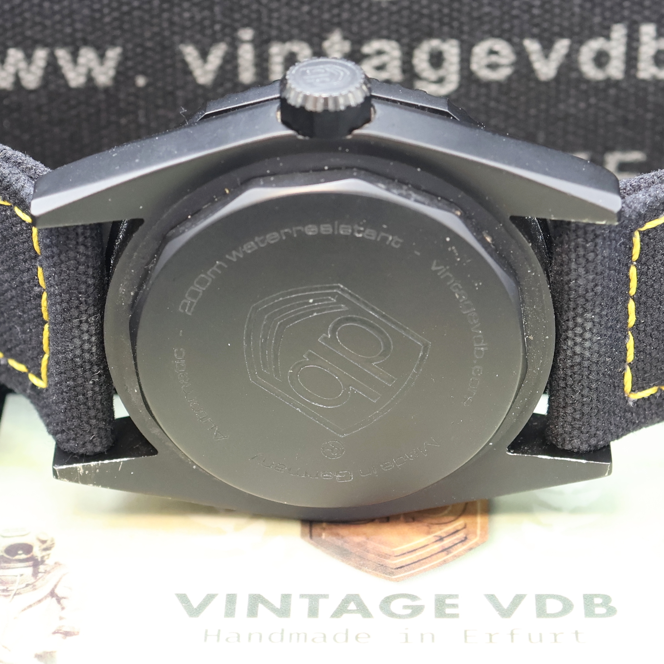 Detail e: VINTAGE VDB No Limit Prototyp in geschwärztem Stahlgehäuse, Deutschland verk. lt. beil. Garantie 02/2015, Automatik, orig. Stoffband m. ...