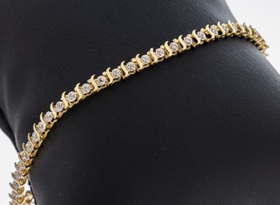 Image 10 kt Gold Diamant-Armband, GG 417/000, 46 Diamanten zus. ca. 0.23 ct ...