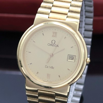 27022736a - OMEGA De Ville vergoldete Armbanduhr, Schweiz um 1985, quarz, Geh. inkl. verg. orig. ...