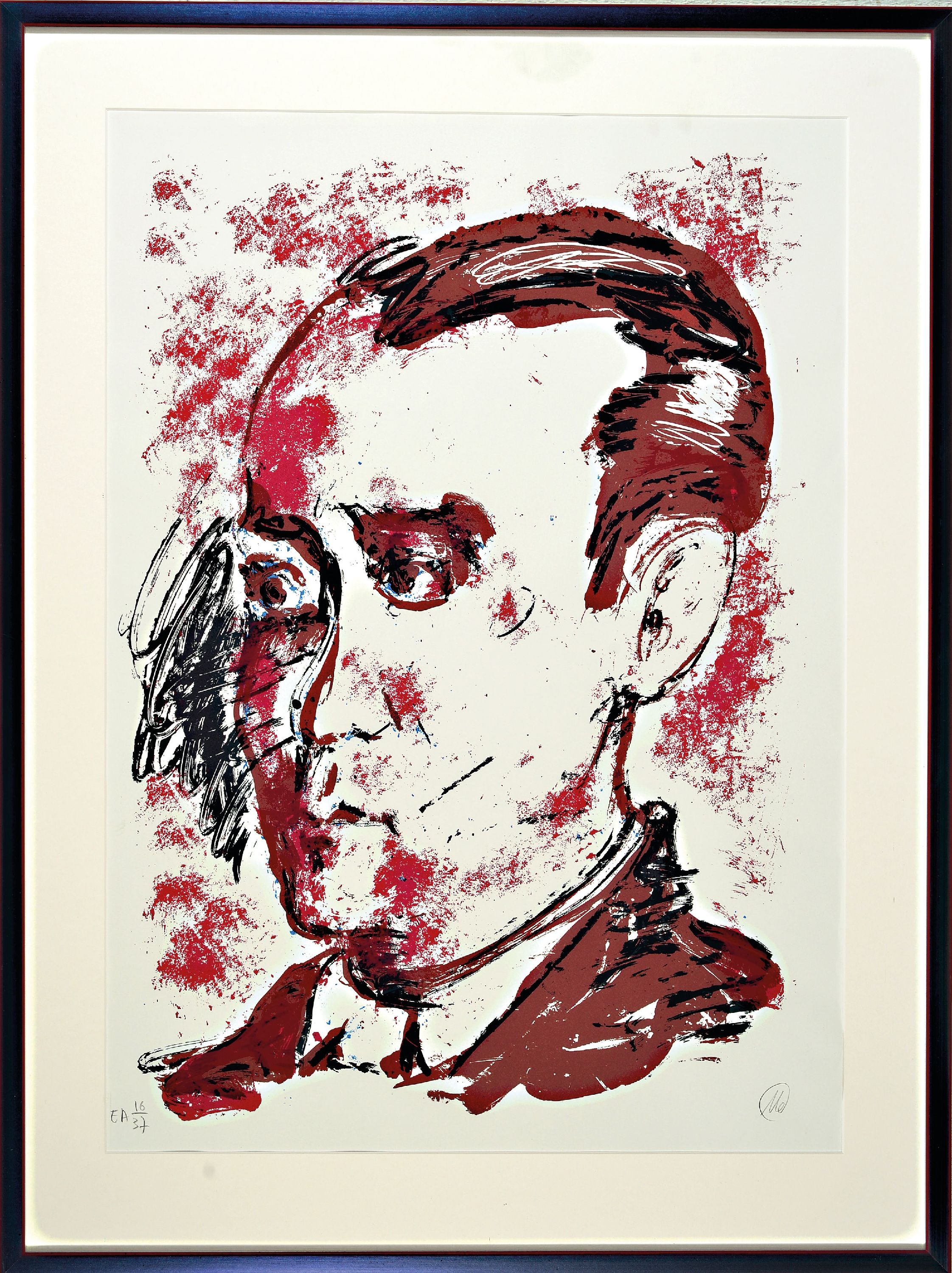 Detail k: Markus Lüpertz, geb. 1941, Farbserigraphie, "Hommage a Federico Garcia Lorca", 2002, Ed. E.A. 16/37, PP Ausschnitt 68x48 cm, unter Glas ...