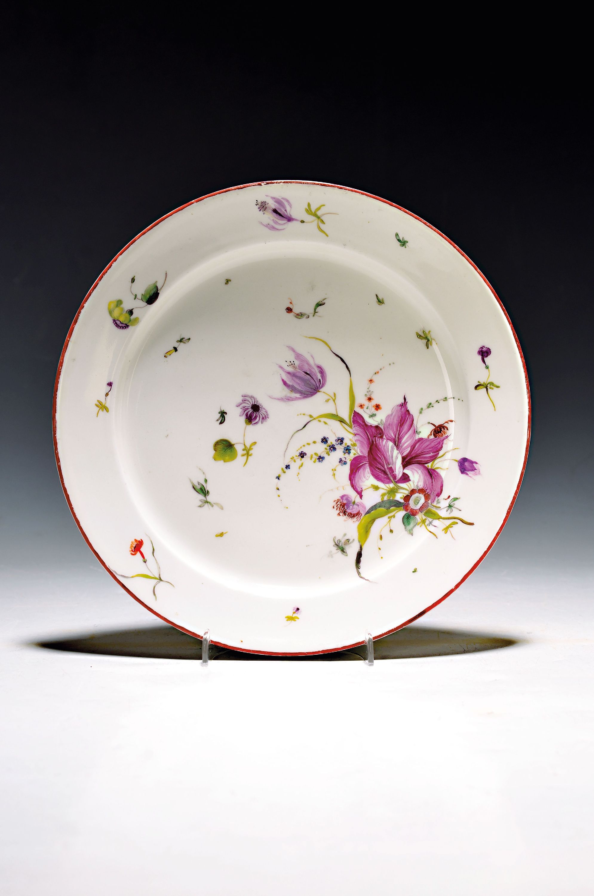 Image 27022870 - Teller, Frankenthal, um 1759-62, Porzellan, bunt bemalt mit Blumen, Löwenmarke und ...