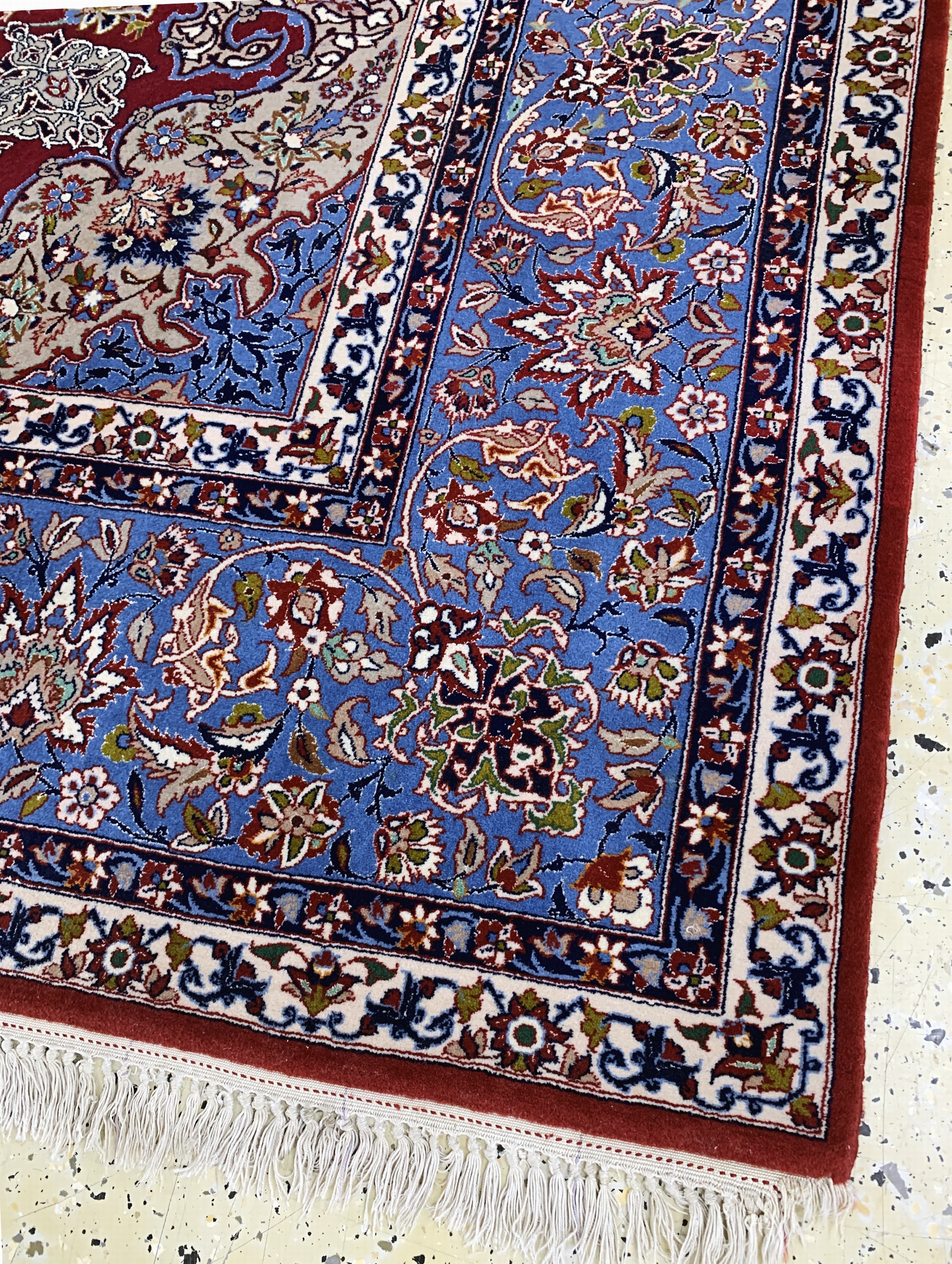 Detail h: Esfahan fein signiert, Persien, Ende 20.Jhd, Korkwolle mit und auf Seide, ca. 320 x208 cm, EHZ: 2