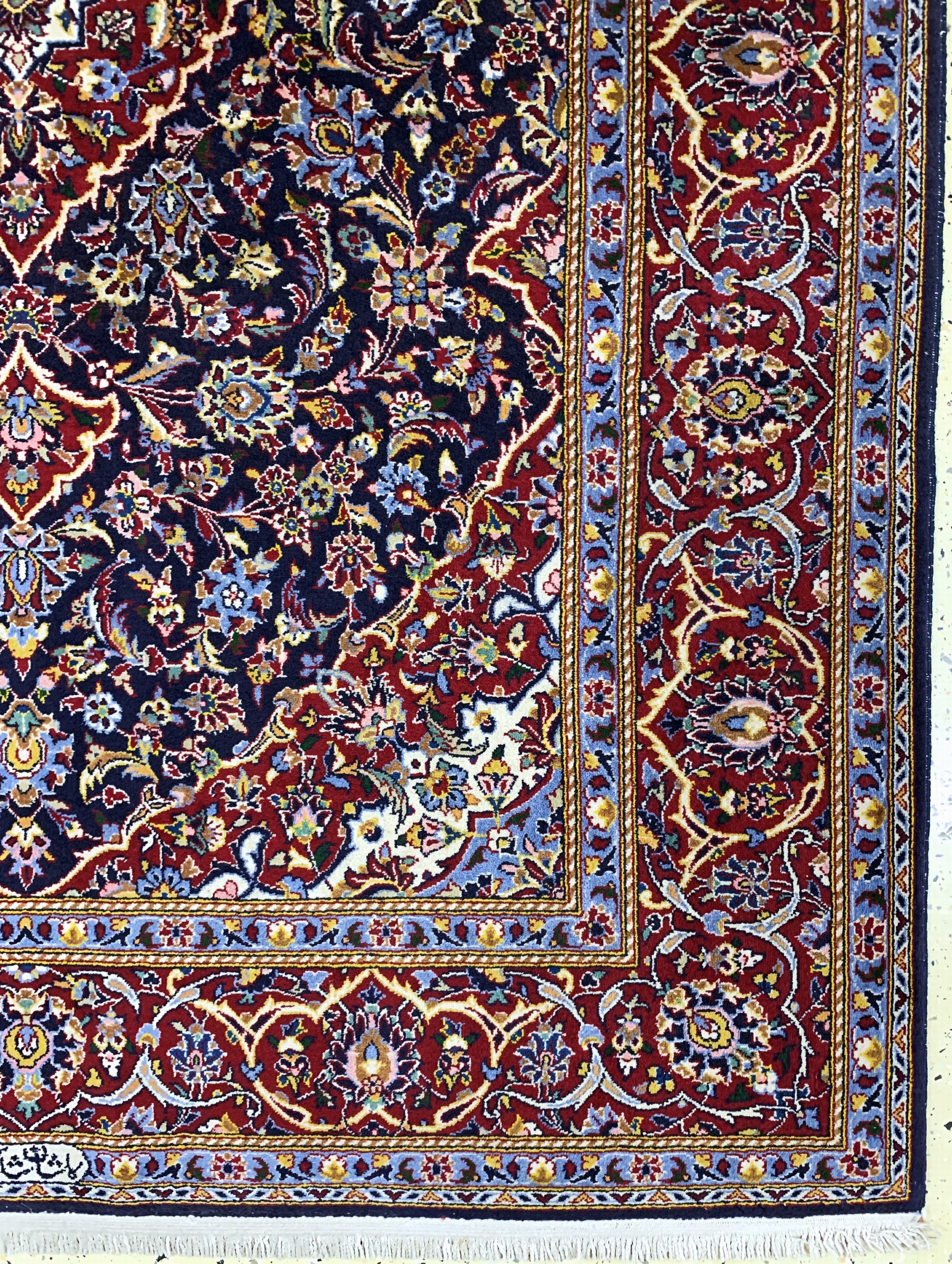 Detail a: Keschan Kork Persien, signiert"Schadsar", Ende 20.Jhd, Korkwolle auf Baumwolle, ca. 222 x 146 cm, EHZ: 2