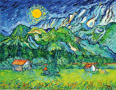 27022868k - Peter Dörffel, Heidelberger Künstler des 20.Jh., Voralpenlandschaft mit typischen ...