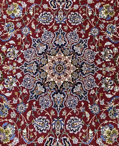 27022874d - Esfahan fein signiert, Persien, Ende 20.Jhd, Korkwolle mit und auf Seide, ca. 320 x208 ...