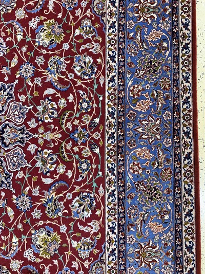 27022874f - Esfahan fein signiert, Persien, Ende 20.Jhd, Korkwolle mit und auf Seide, ca. 320 x208 ...