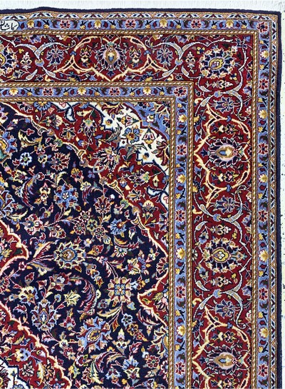 27022875d - Keschan Kork Persien, signiert´Schadsar´, Ende 20.Jhd, Korkwolle auf Baumwolle, ca. 222 ...