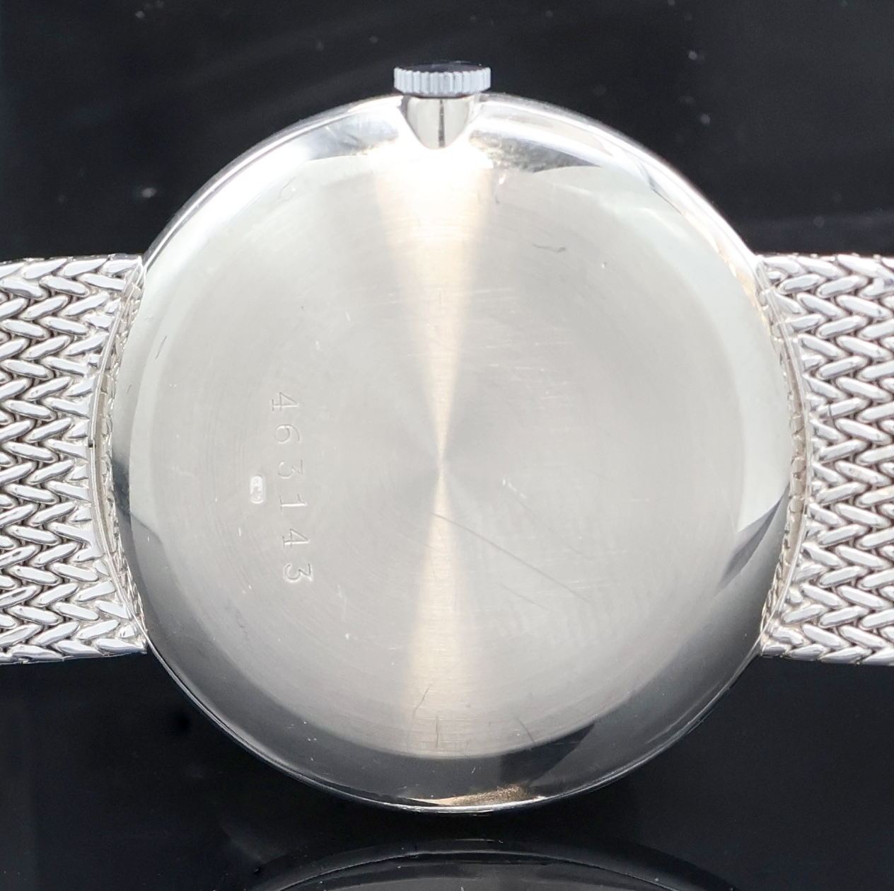 Detail f: VACHERON & CONSTANTIN Herrenarmbanduhr in WG 750/000 Referenz 7296 am original Goldband, Schweiz um 1965, Handaufzug, 2-tlg. Geh., Boden aufgedr., ...