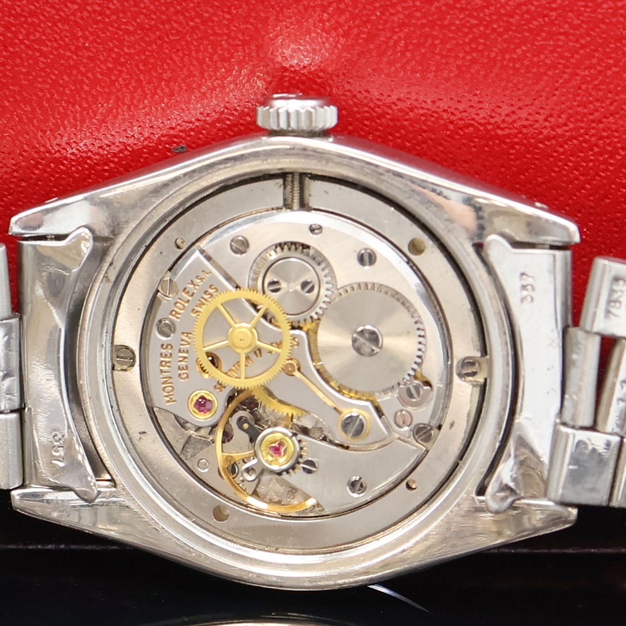 Detail f: ROLEX Oysterdate Precision Referenz 6694 in Stahl/Stahlband, Schweiz um 1974, Handaufzug, verschr. Oystergeh., Oyster- Faltband Ref. 7835 19, Anstoß ...