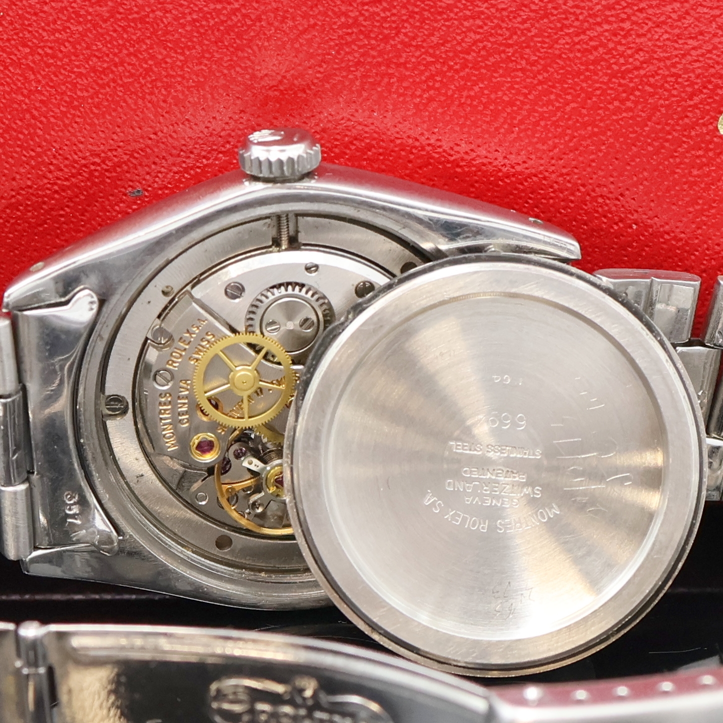 Detail g: ROLEX Oysterdate Precision Referenz 6694 in Stahl/Stahlband, Schweiz um 1974, Handaufzug, verschr. Oystergeh., Oyster- Faltband Ref. 7835 19, Anstoß ...