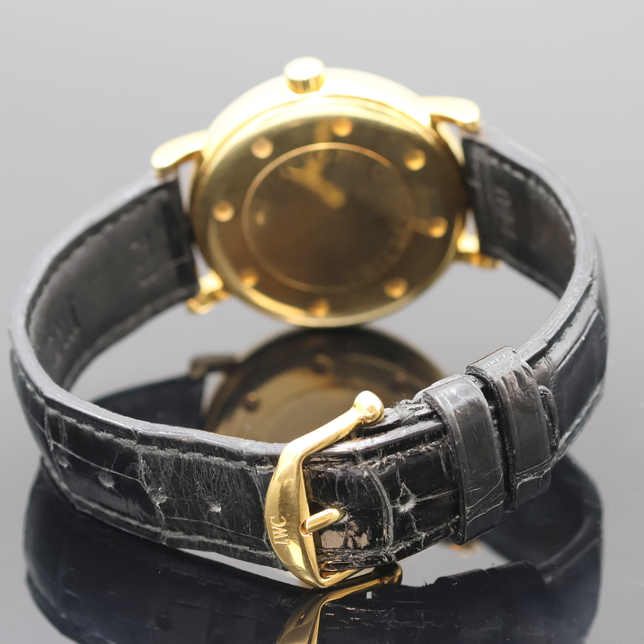 Detail c: IWC Portofino Armbanduhr mit ewigem Kalender in GG 750/000 Referenz 3541, Schweiz um 1990, Automatik, 2-tlg. Geh., Boden verschr., orig. Krone sowie ...
