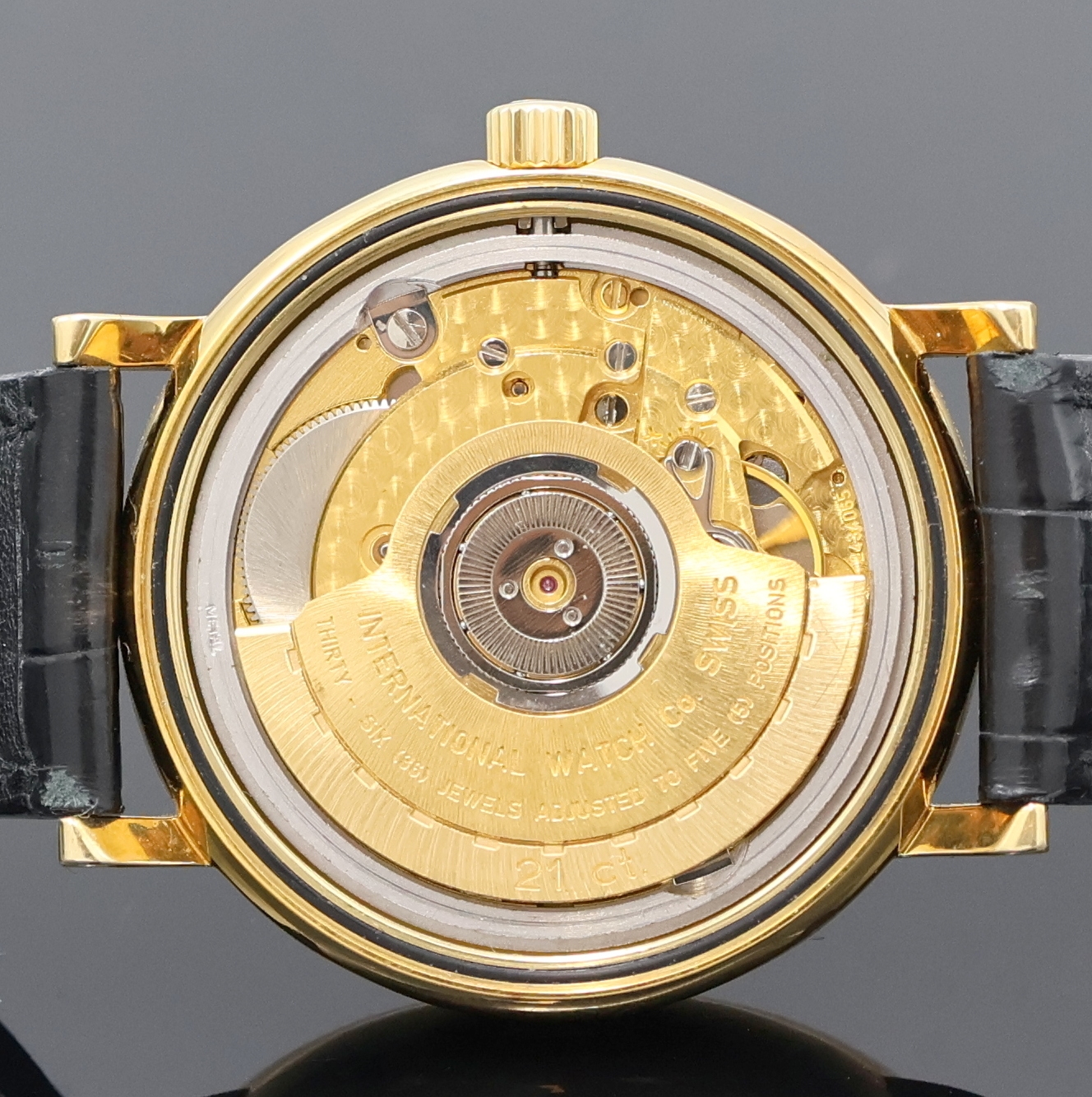 Detail f: IWC Portofino Armbanduhr mit ewigem Kalender in GG 750/000 Referenz 3541, Schweiz um 1990, Automatik, 2-tlg. Geh., Boden verschr., orig. Krone sowie ...