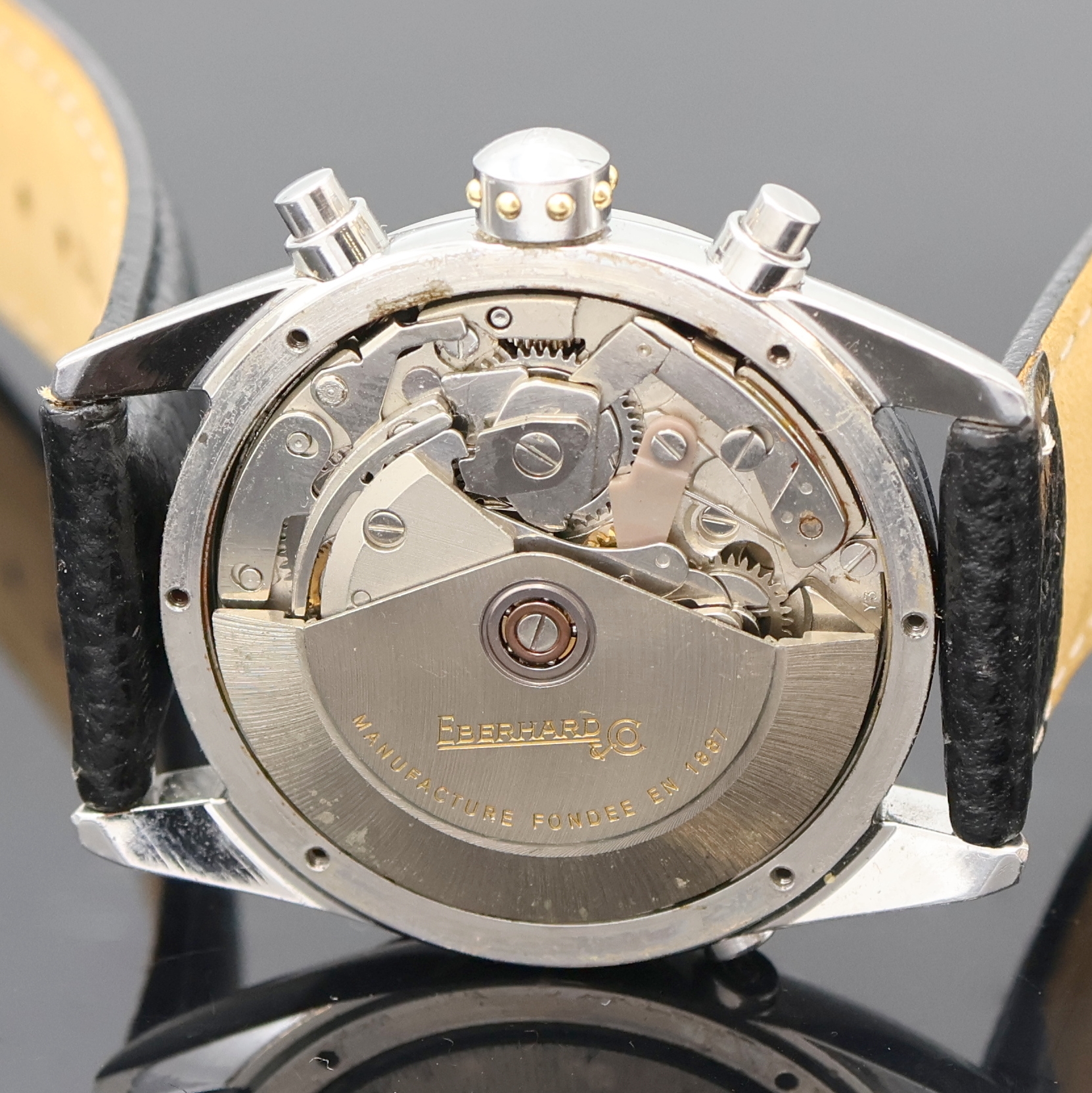 Detail f: EBERHARD & Co Navy Master Armbandchronograph mit Mondphase und Vollkalender in Stahl, Schweiz um 1995, Automatik, 2-tlg. Geh., Boden u. Krone ...