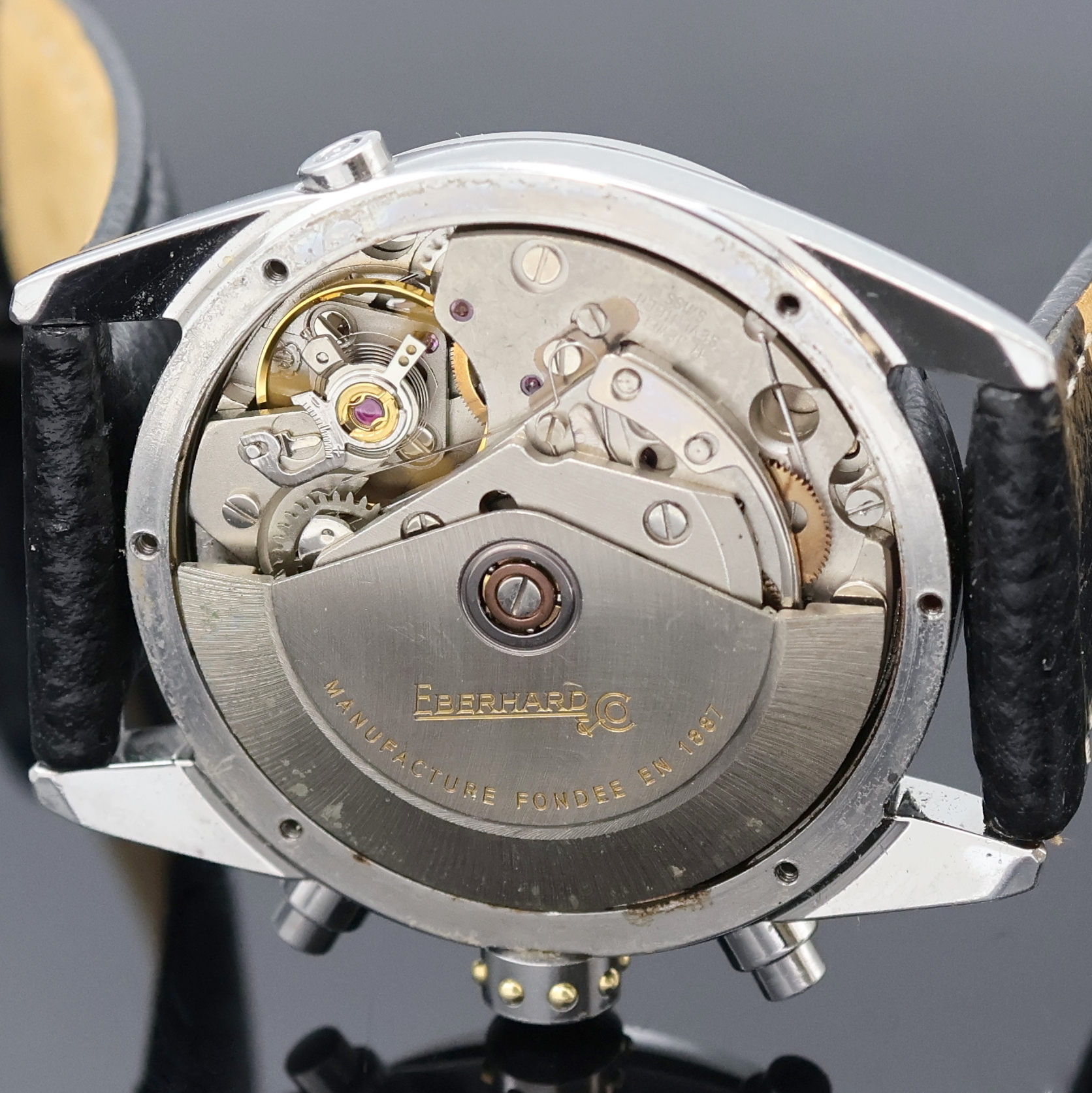 Detail g: EBERHARD & Co Navy Master Armbandchronograph mit Mondphase und Vollkalender in Stahl, Schweiz um 1995, Automatik, 2-tlg. Geh., Boden u. Krone ...