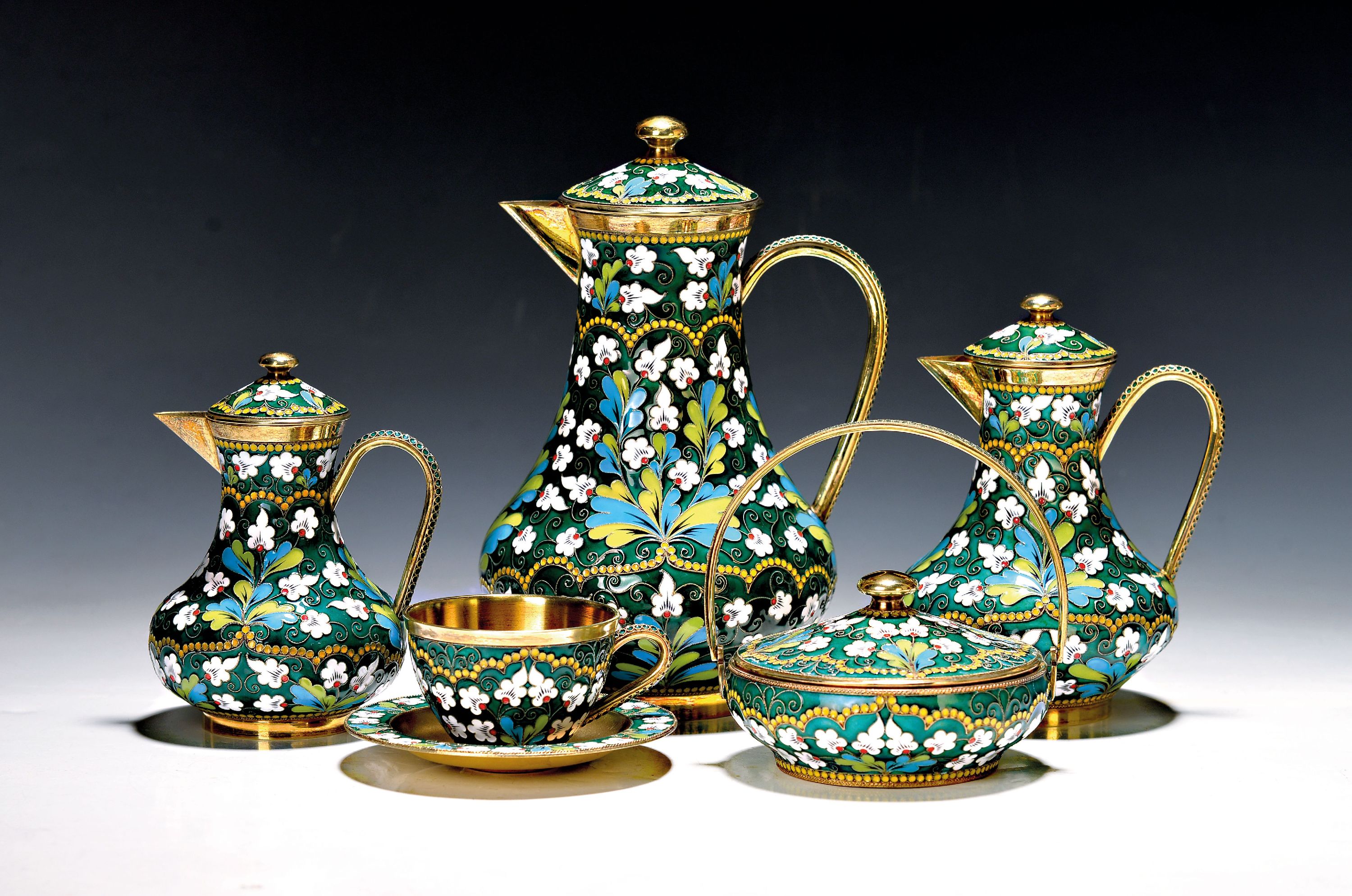 Image 27022976 - Service, Leningrad Industrial Ass. of Russian Gems, 1970er Jahre, 925er Sterling Silber, ...