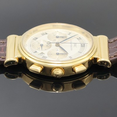 27022924c - IWC Armbandchronograph Referenz 3739 in GG 750/000, Schweiz um 1985, quarz, schweres ...