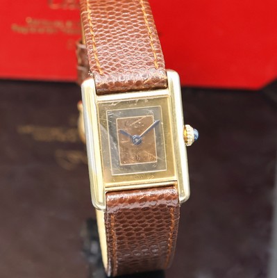 27022931b - CARTIER Tank Vermeil Damenarmbanduhr, Schweiz um 1980, Handaufzug, 2-tlg. Geh. berieb., ...