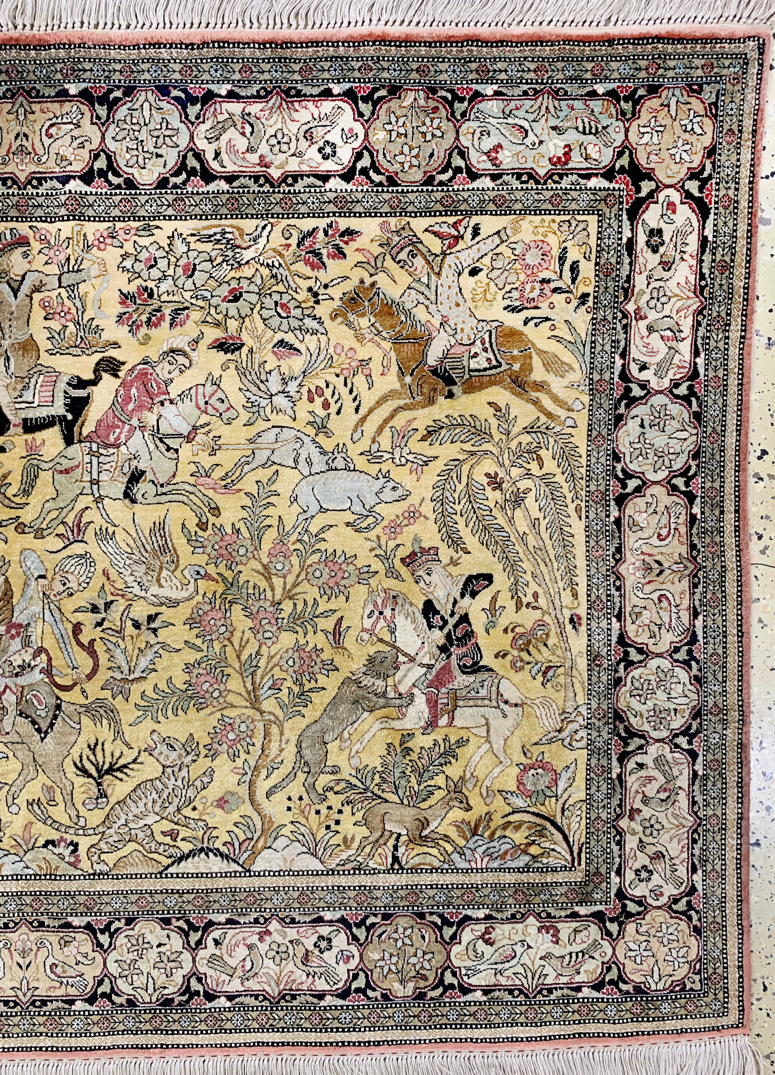 Detail a: Ghom Seide, Persien, Ende 20.Jhd., reine Naturseide, ca. 156 x 108 cm, EHZ: 1-2