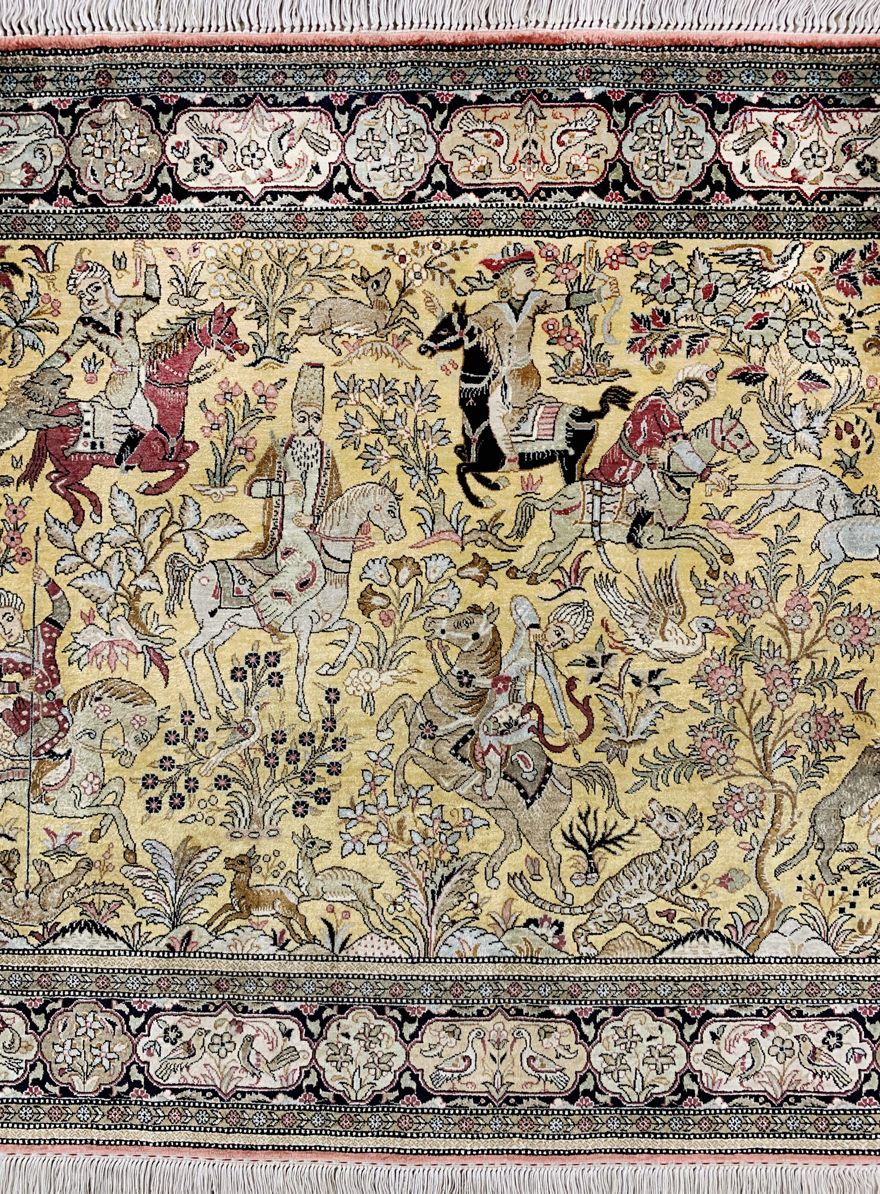 Detail b: Ghom Seide, Persien, Ende 20.Jhd., reine Naturseide, ca. 156 x 108 cm, EHZ: 1-2