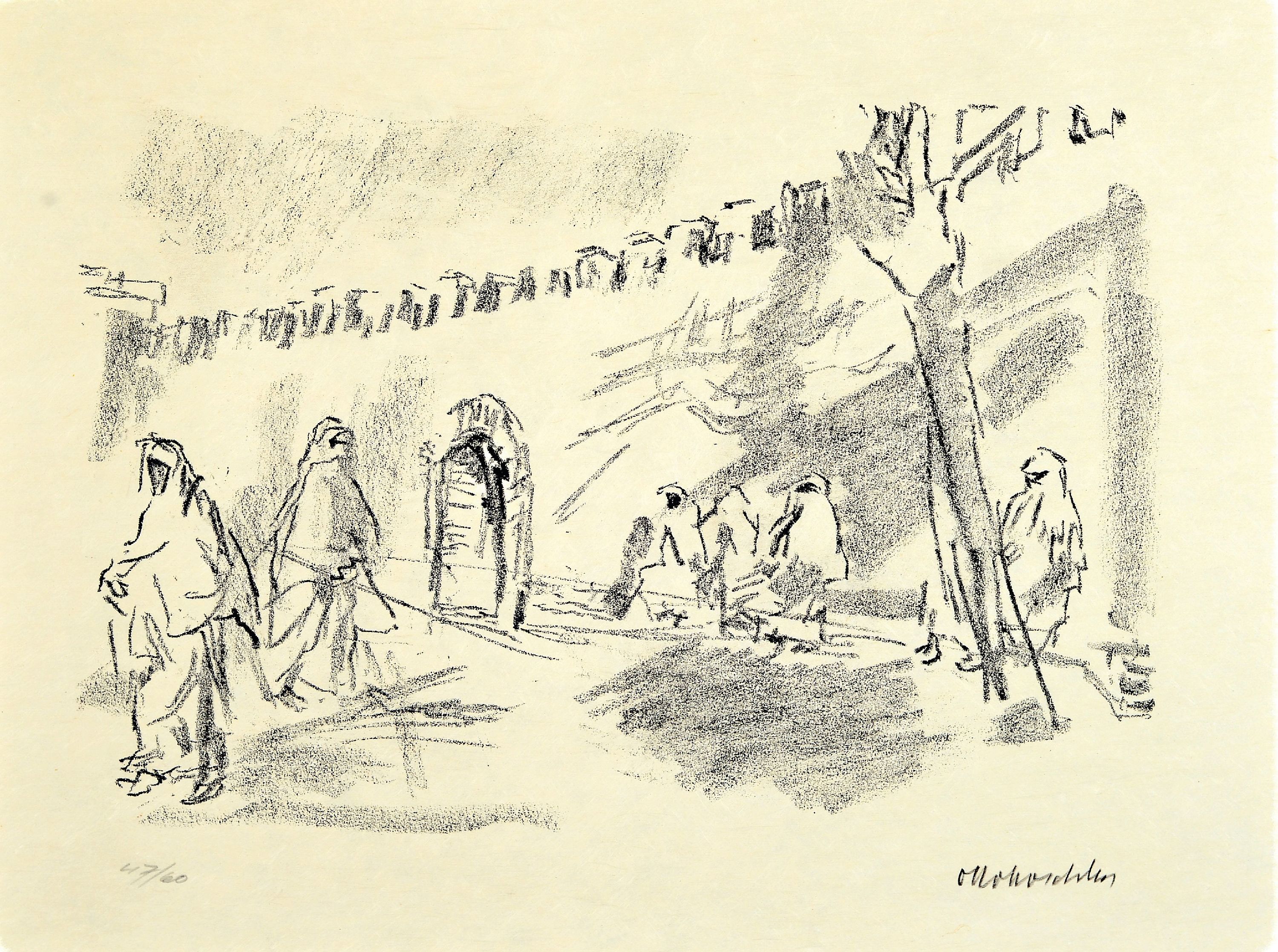Image 27023049 - Oskar Kokoschka, 1886-1980, ´Mogador´ Kreidelithographie, Ed. 47/60, rechts unten ...