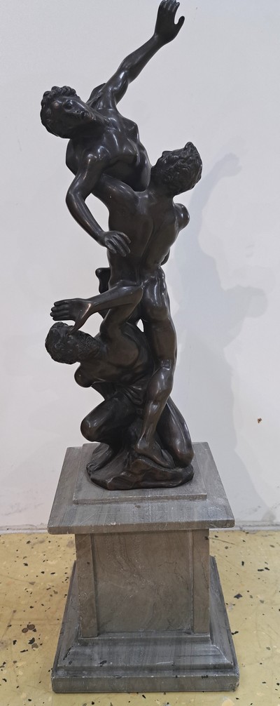 Image 27023040a - Bronzefigur nach Jean de Boulogne, Der Raub der Proserpina, H. ca. 42cm, Steinsockel, ...