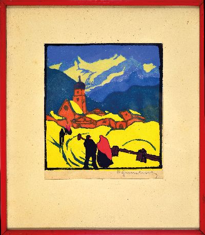 27023047k - Herbert Gurschner, 1901 Innsbruck-1975 London , Farbholzschnitt, ´Wintertag´, ...