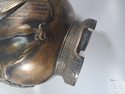 27023053h - Bonsaitopf, Japan, späte Meiji oder Taisho -Zeit, Bronze, umlaufende Reliefzier mit ...