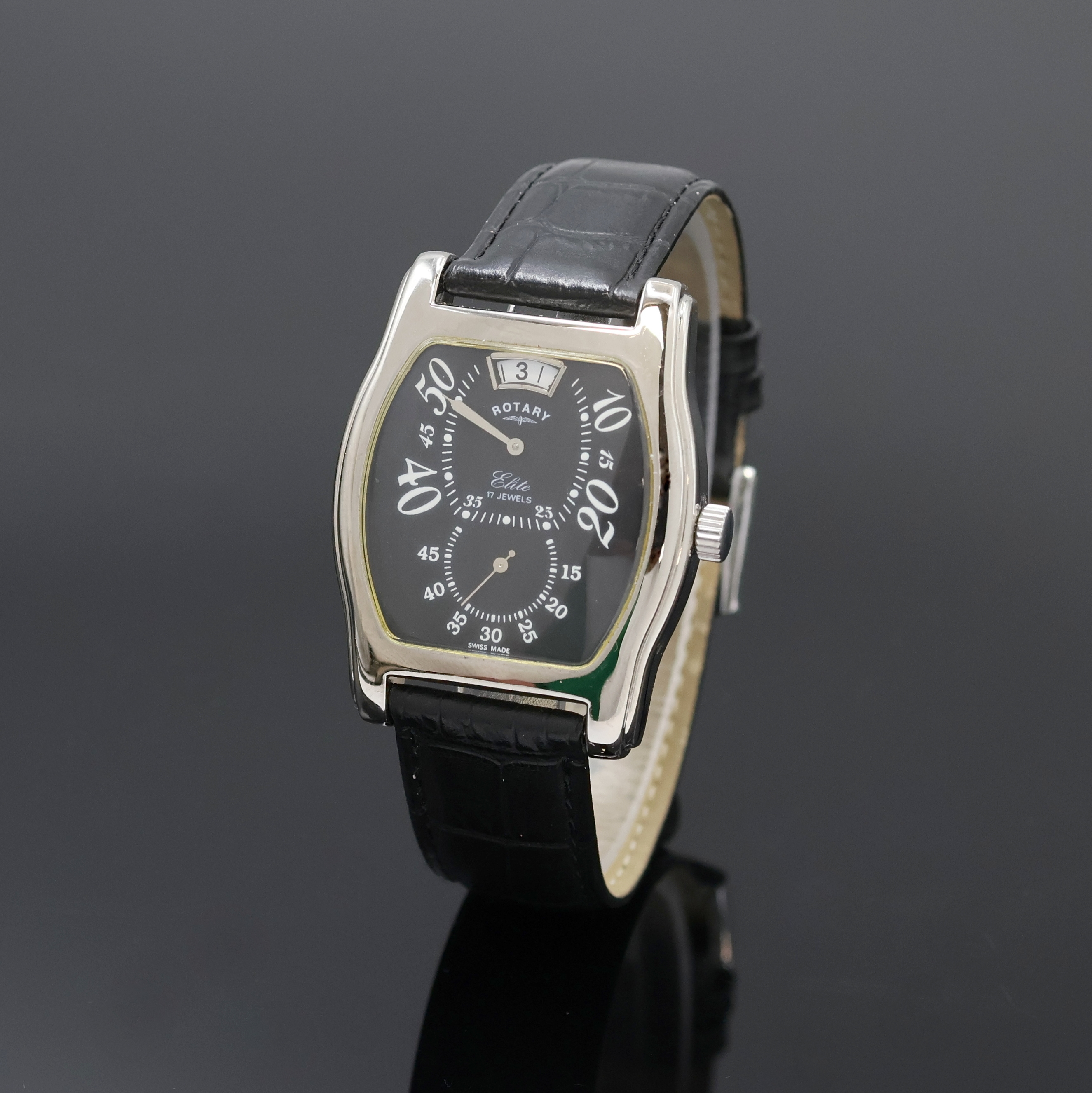 Image 27023206 - ROTARY Elite Armbanduhr mit springender Stunde in Stahl Referenz 10689, Schweiz um 1995, ...