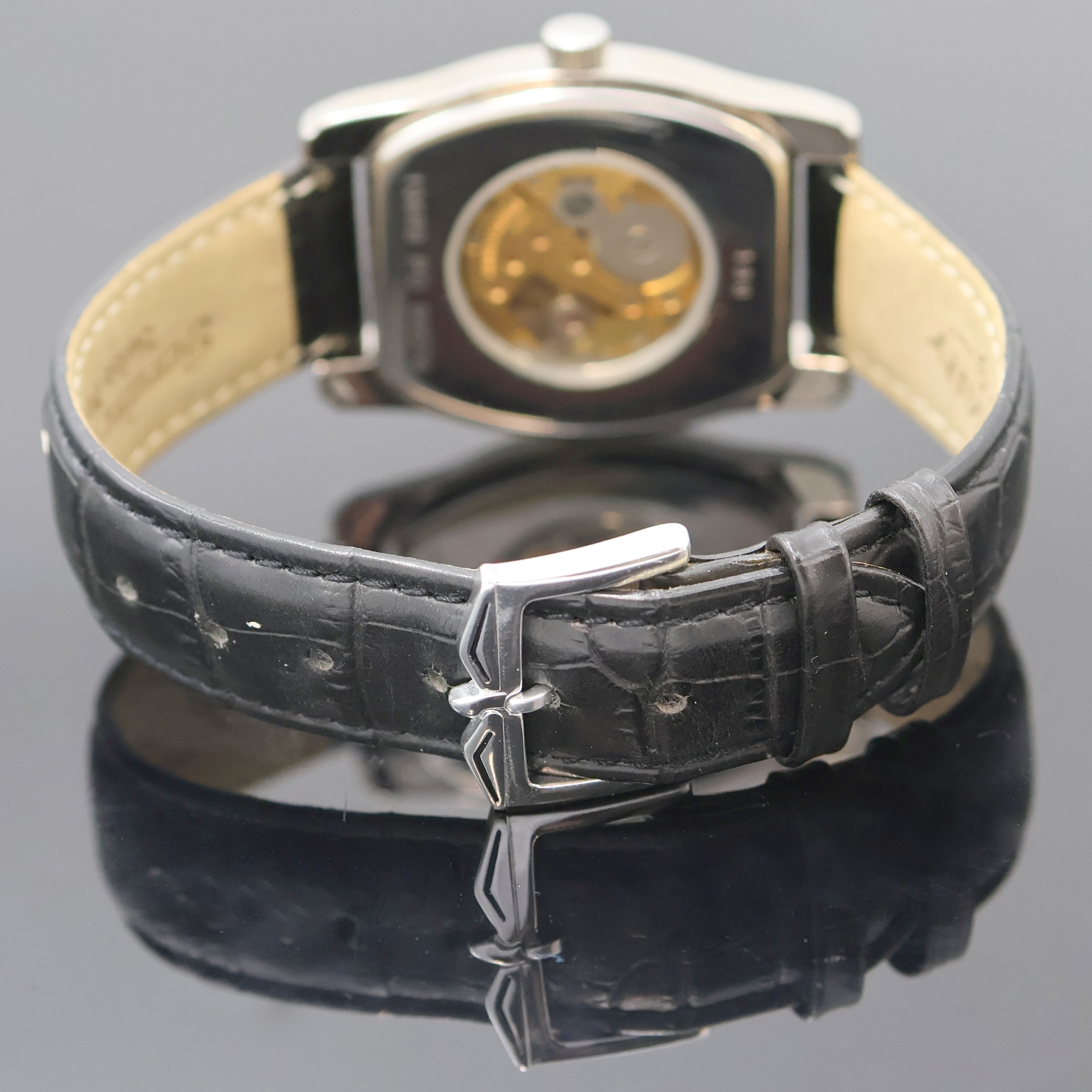 Detail c: ROTARY Elite Armbanduhr mit springender Stunde in Stahl Referenz 10689, Schweiz um 1995, Handaufzug, beids. vergl. Geh., Boden aufgedr., orig. ...