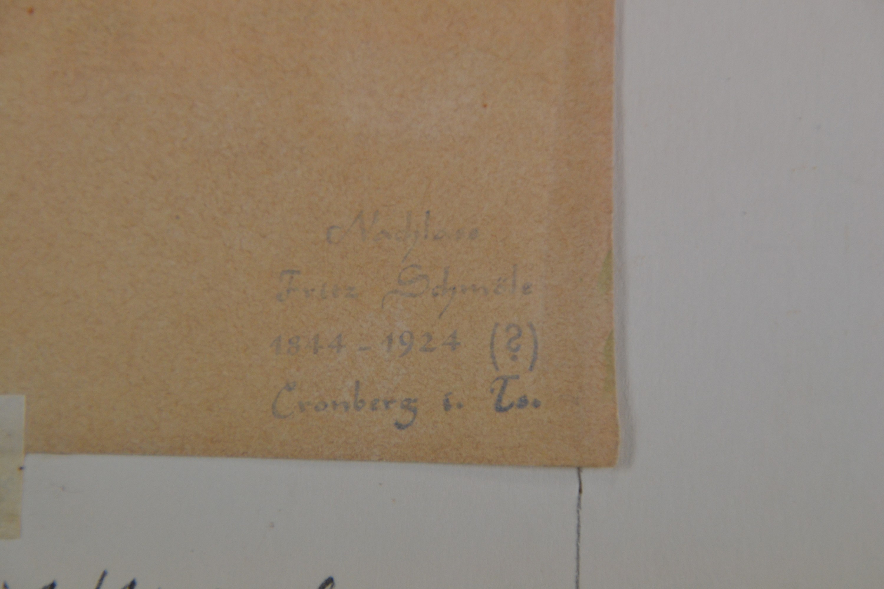 Detail c: Friedrich Philipp "Fritz" Schmöle, 1844-1924 Frankfurt a.M., Maler der Kronberger Malerkolonie, 2 aquarellierte Zeichnungen: Ansicht ...