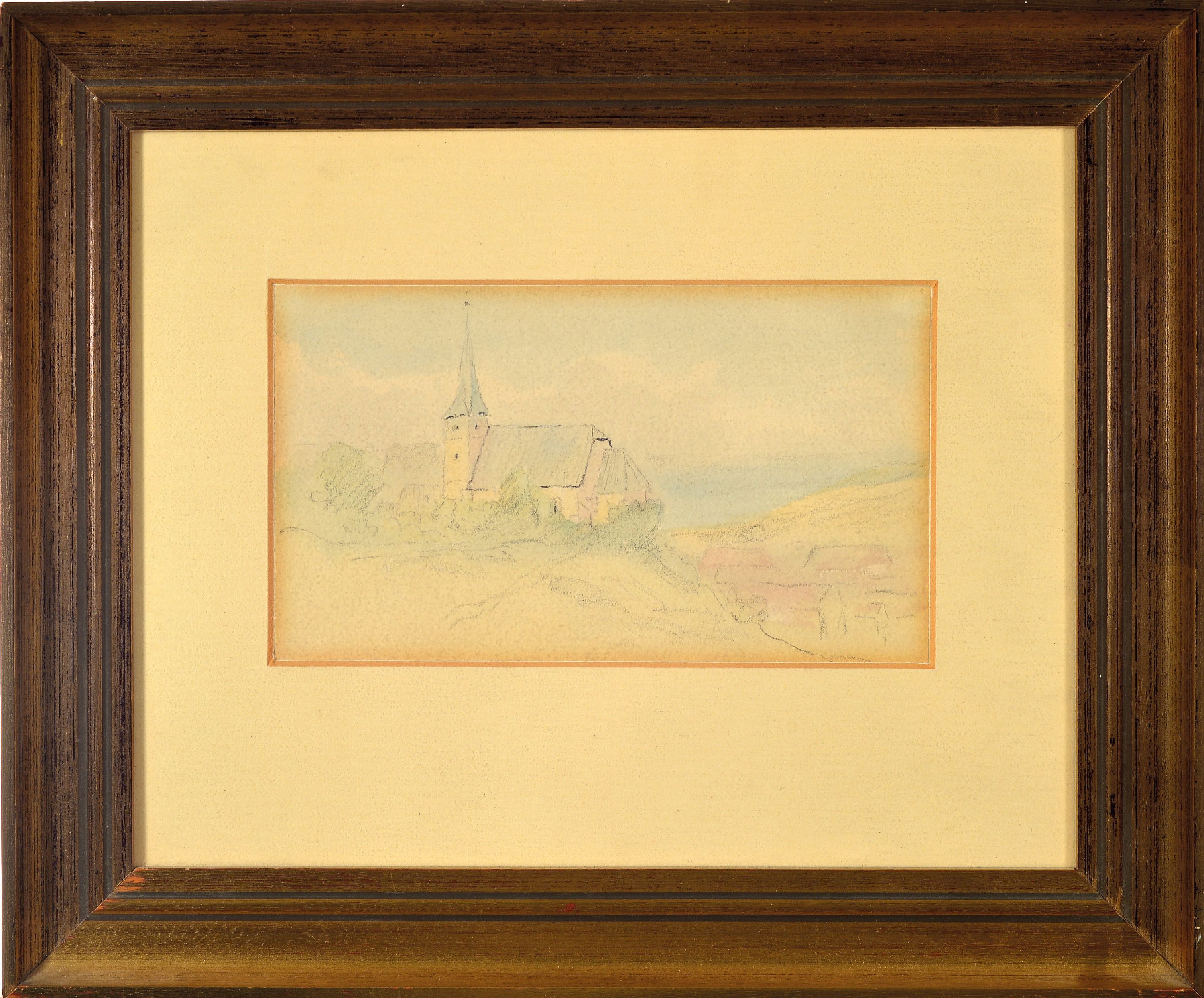 Detail l: Friedrich Philipp "Fritz" Schmöle, 1844-1924 Frankfurt a.M., Maler der Kronberger Malerkolonie, 2 aquarellierte Zeichnungen: Ansicht ...
