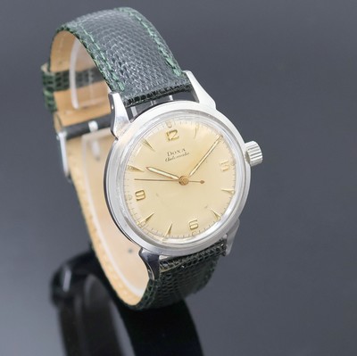 27023203b - DOXA Herrenarmbanduhr in Stahl, Schweiz um 1960, Automatik, Boden verschr., silb. ...