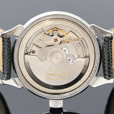 27023203f - DOXA Herrenarmbanduhr in Stahl, Schweiz um 1960, Automatik, Boden verschr., silb. ...