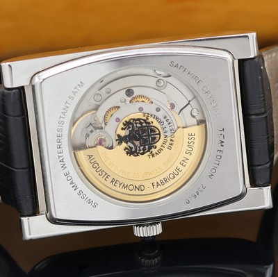 27023205e - AUGUSTE RAYMOND rechteckige Herrenarmbanduhr in Stahl, Schweiz um 2010, Automatik, ...