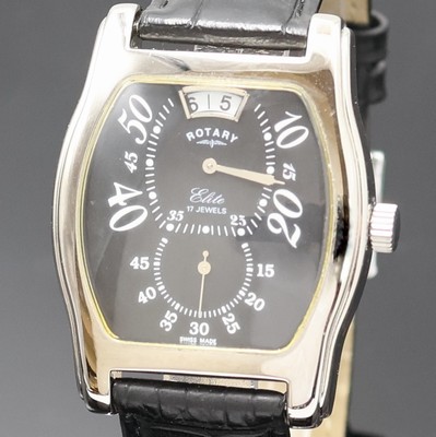 27023206a - ROTARY Elite Armbanduhr mit springender Stunde in Stahl Referenz 10689, Schweiz um 1995, ...