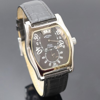 27023206b - ROTARY Elite Armbanduhr mit springender Stunde in Stahl Referenz 10689, Schweiz um 1995, ...