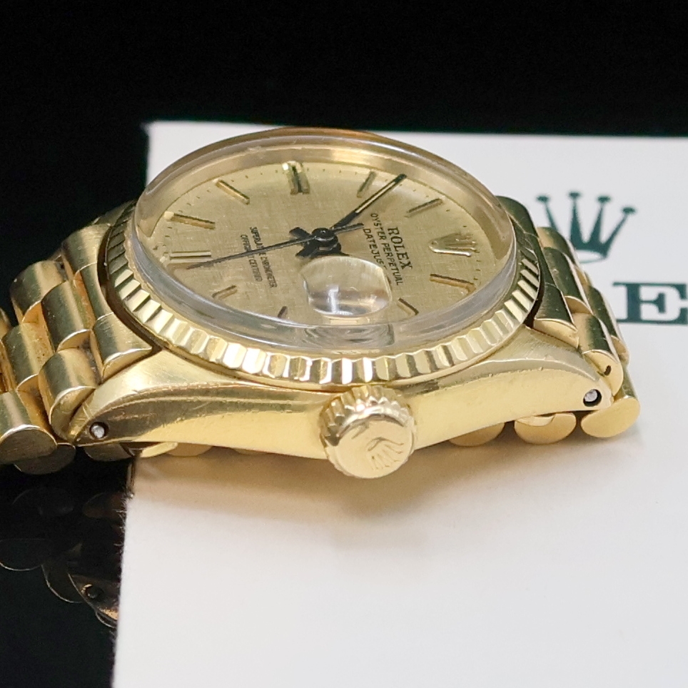 Detail d: ROLEX Oyster Perpetual Datejust Damenarmbanduhr in GG 750/000 Referenz 6517, Schweiz lt. beil. Garantie verk. 08/1971, Automatik, Chronometer der ...
