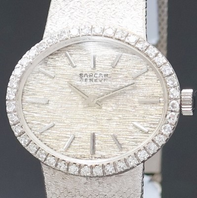 27023392a - SARCAR Damenarmbanduhr in WG 585/000, Schweiz um 1965, Handaufzug, ovales Geh. inkl. ...