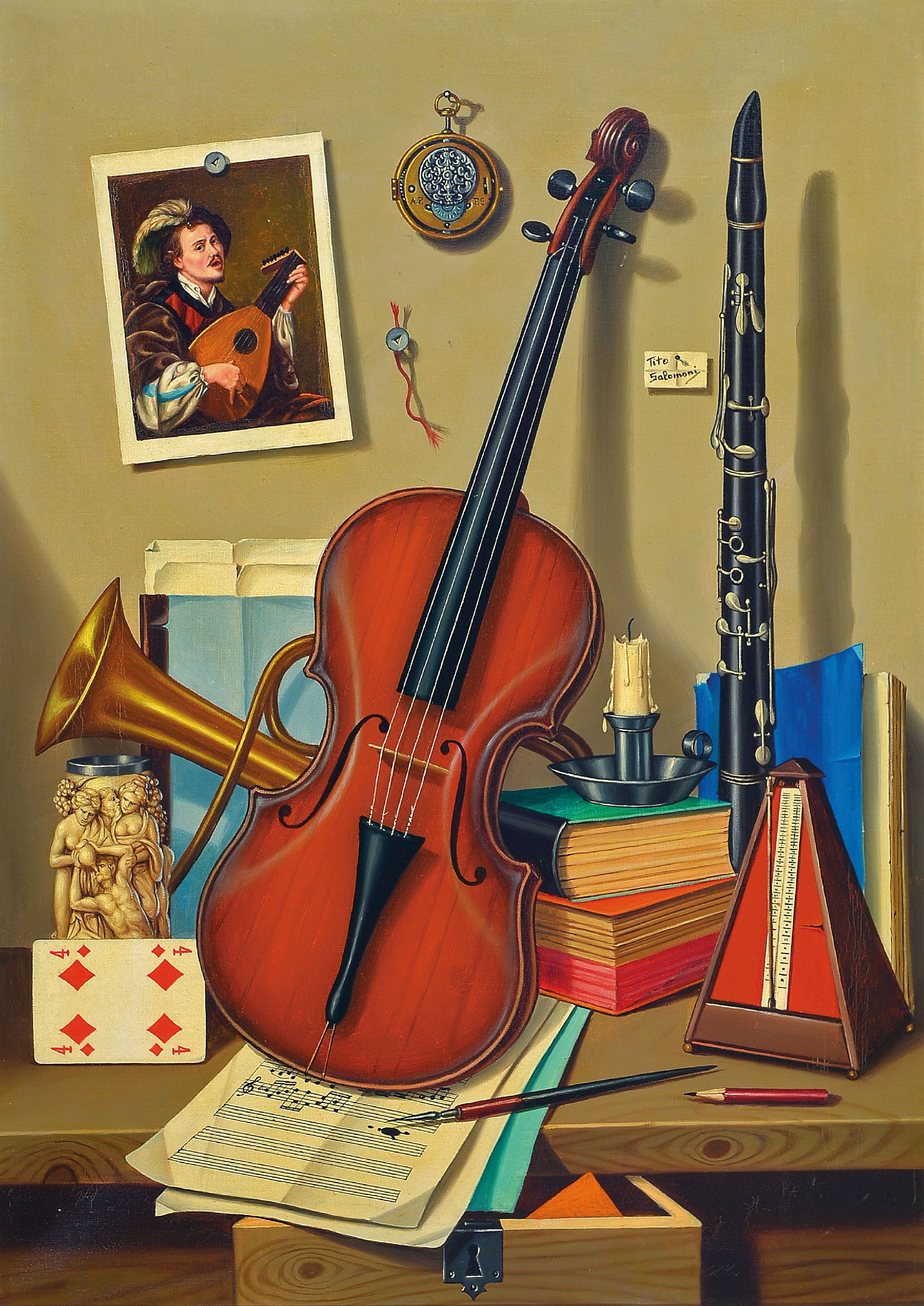 Image 27023445 - Tito Salomoni, italienischer Künstler, 1920-1989, fotorealistisches Stillleben mit ...