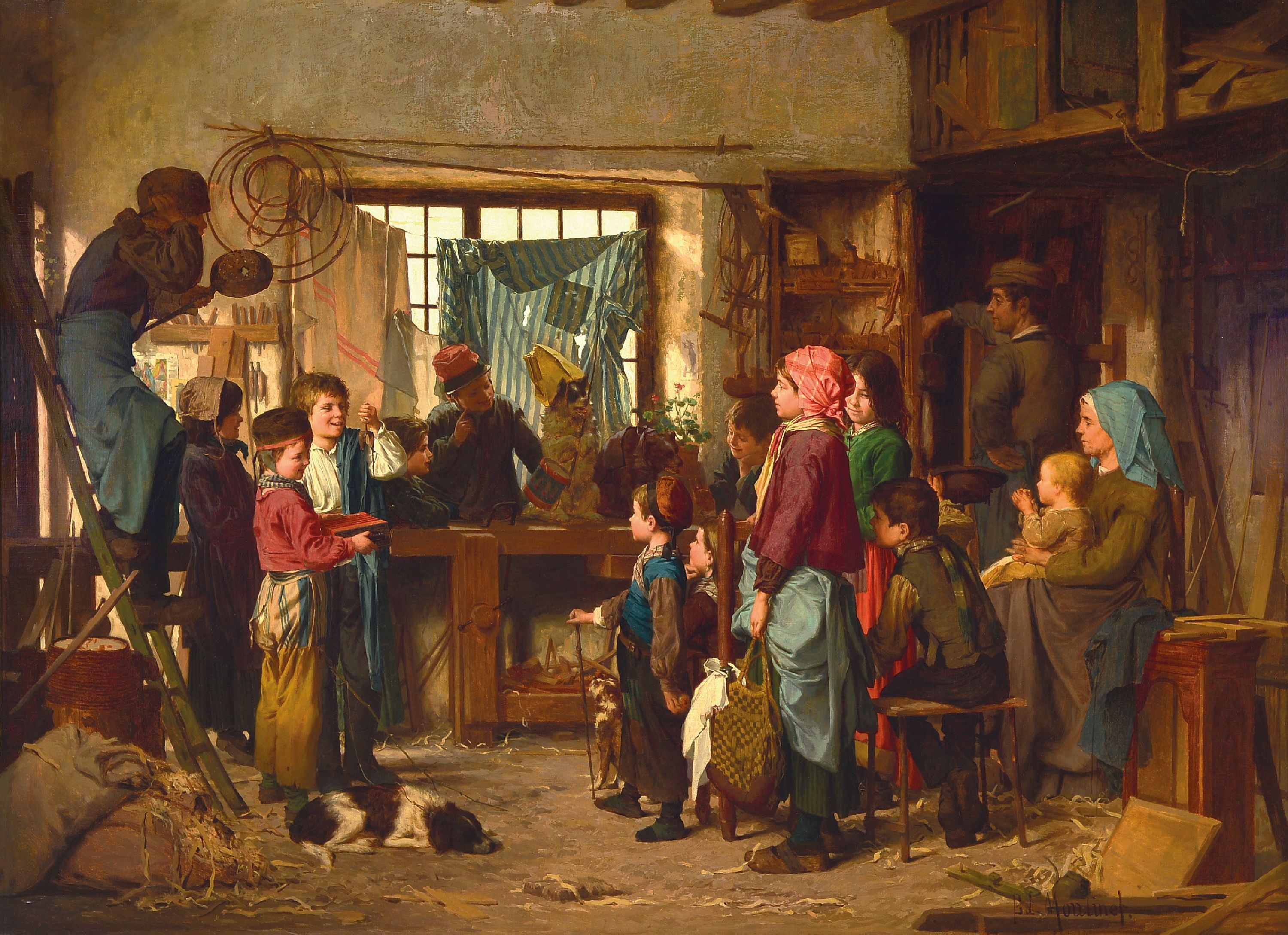 Image 27023448 - Antoine Edouard Joseph Moulinet, 1833 Olouzac-1891 Chartres, Kinder in einer Werkstatt, ...