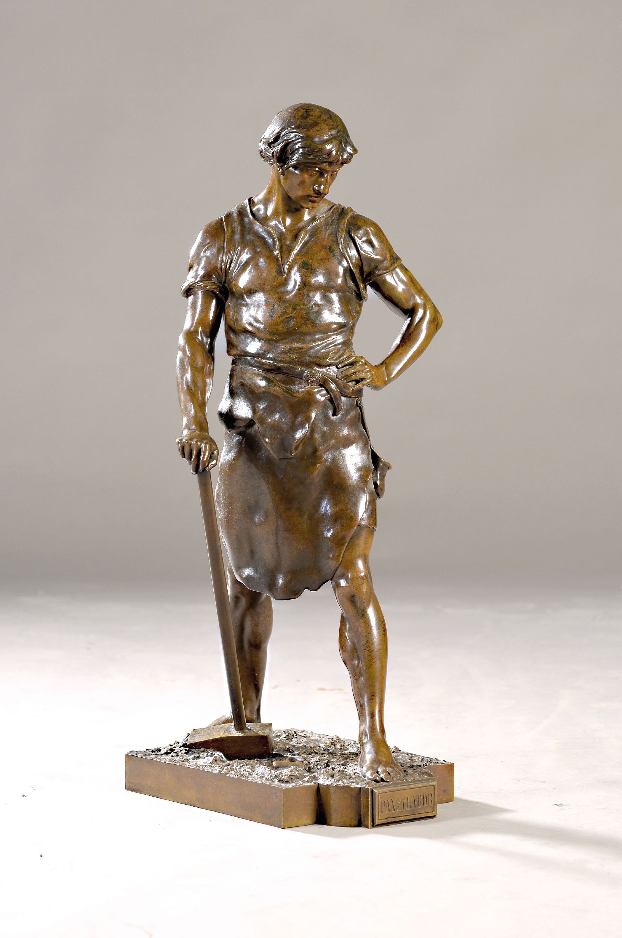 Image 27023472 - Bronzefigur von Emile Picault, 1833-1915, Pax et Labor, Darstellung eines Schmiedes, ...