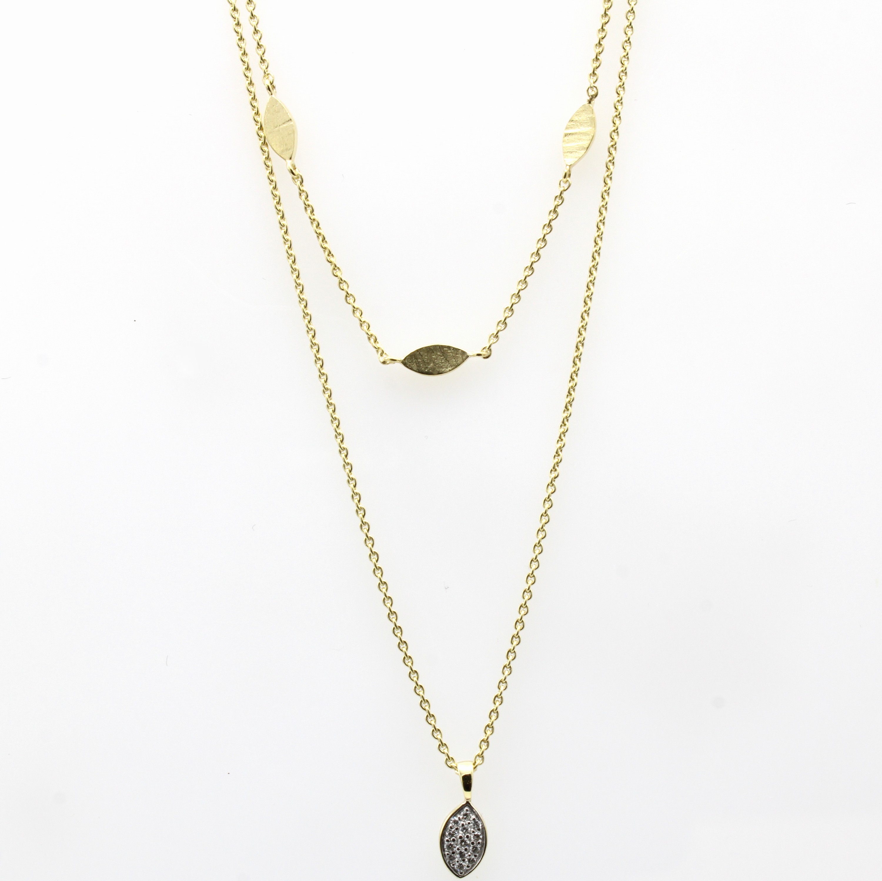 Image 27023473 - 2-rhg. Kette mit Brillanten, GG 585/000, z.T. rhod., 13 Brill. zus. ca. 0.07 ct ...