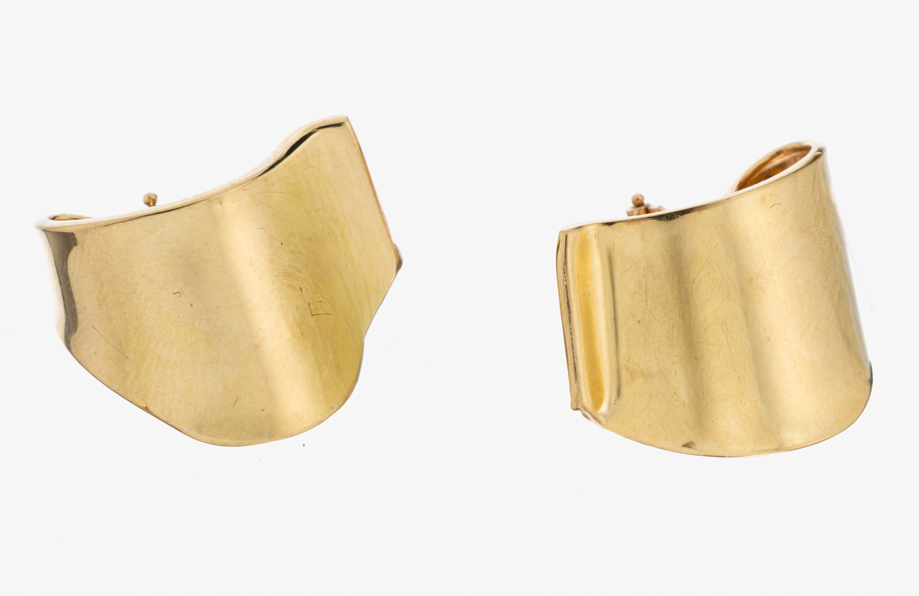 Image 27023476 - Paar 14 kt Gold Ohrstecker, GG 585/000, schlicht geschwungen, ca. 2.8 x 2.2 cm, ca. 8.0 ...