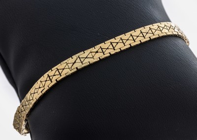 Image 14 kt Gold Armband, GG 585/000 gepr., Oberfläche strukt., B. ca. 0.5 cm, L. ca. 17 cm, ...