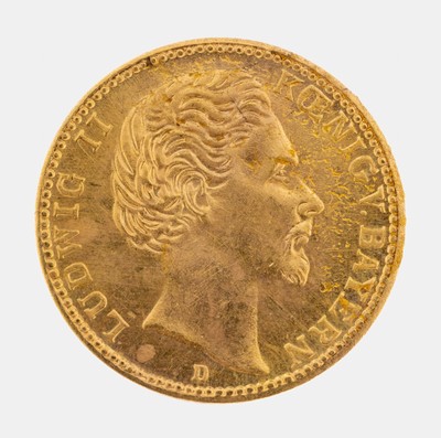 Image Goldmünze 5 Mark, Deutsches Reich, 1877, Ludwig II. König von Bayern